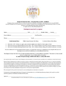 2019 Grapes And Grain Fun Run Registration Form Split Second Timing